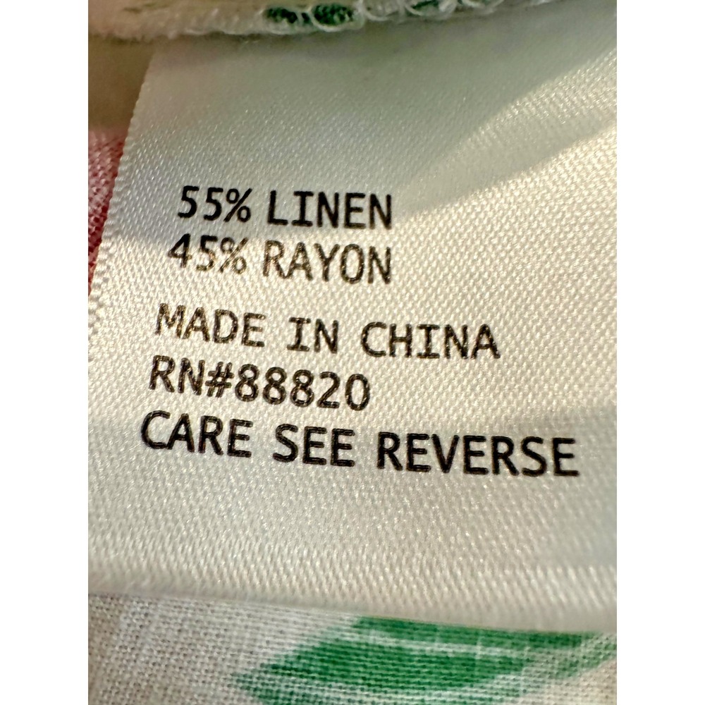Rachel Zoe Linen Blend Lemon Floral Tunic Top 3X Tie Front Scallop Hem - Picture 9 of 12